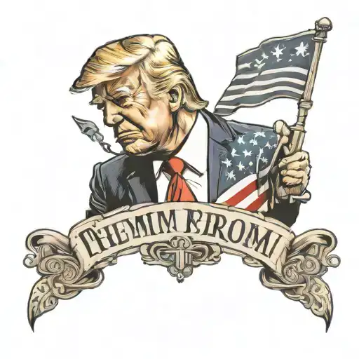 trump with flag tattoo design idea