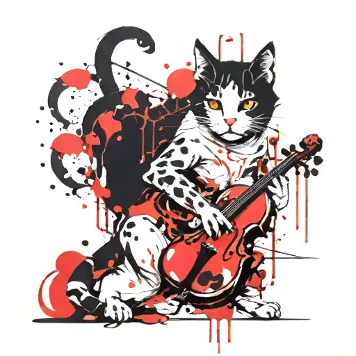 cat and a fiddle   tattoo design idea
