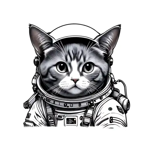 Astronaut Cat tattoo design idea