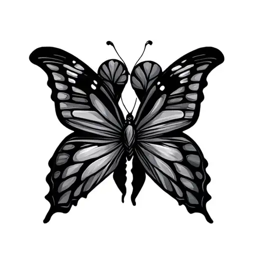 masculine butterfly line art tattoo design idea