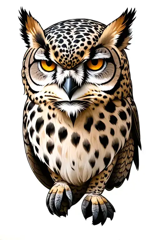 snow leopard, owl, eagle tattoo design idea