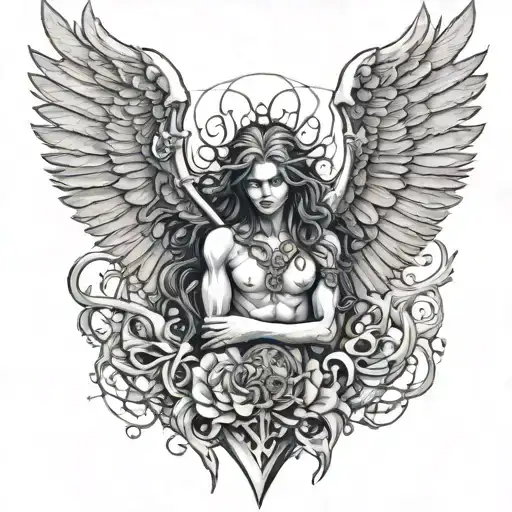 grief death angel tattoo design idea