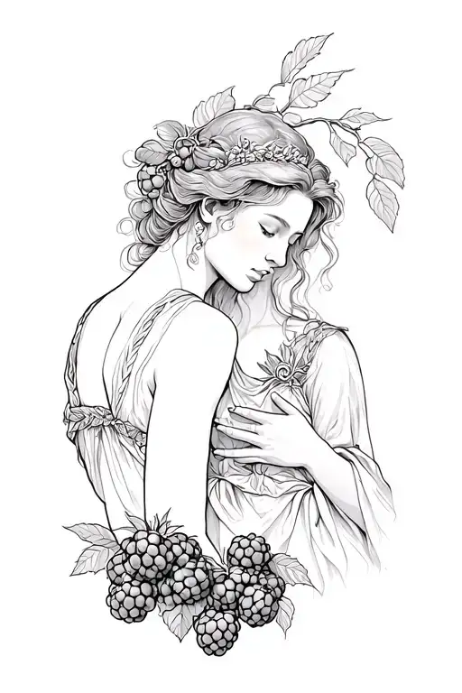 I want something that reminds me of the forbidden love of Pyramus and Thisbe, something that has life and love, and blackberries tattoo design idea