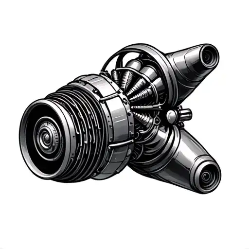 aircraft engineering mechanical jet engine tattoo design idea