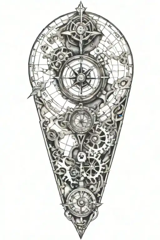 map with compass tattoo design idea