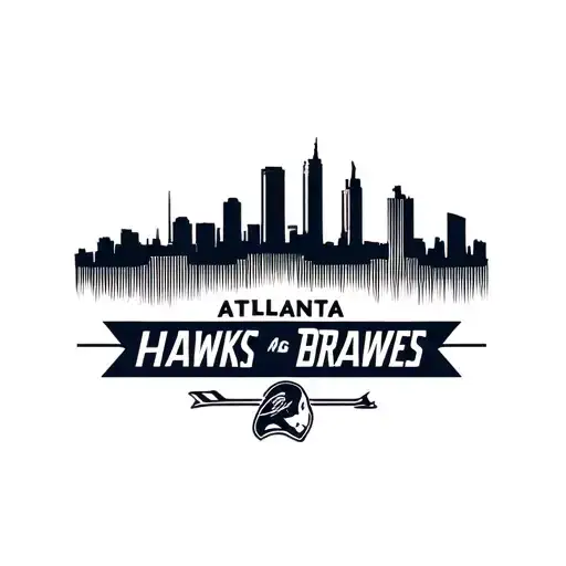 Atlanta tattoo sleeve, with atlanta skyline, and atlanta hawks and braves logo tattoo design idea