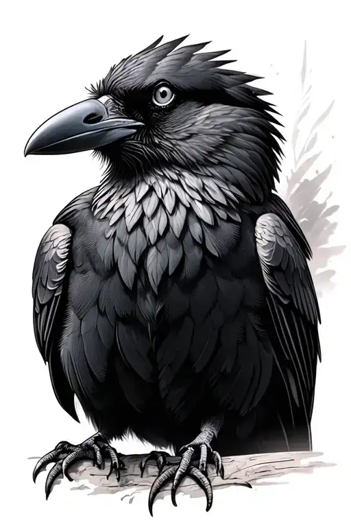 realistic blind crow tattoo design idea