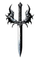 sword blade, wolf head, massacre,  darkest dungeon tattoo design idea