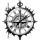 Clock And Compass tattoo design idea