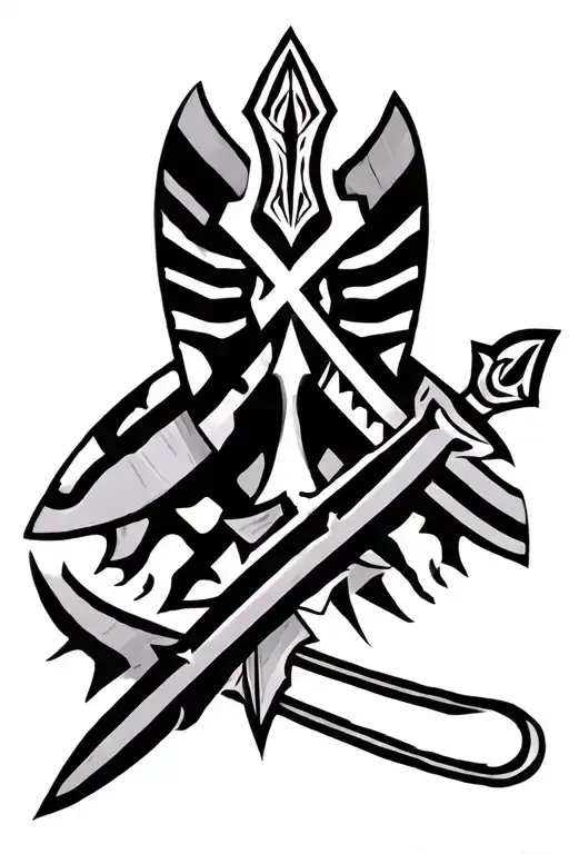 traditional slavic pagan warrior symbolic and stripes tattoo design idea