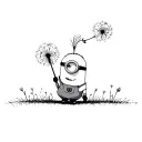 minion holding dandelion transforming tattoo design idea