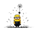 minion holding dandelion transforming tattoo design idea