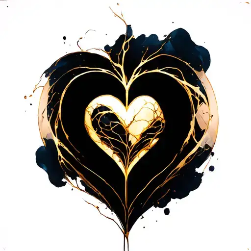 heart shaped kintsugi tattoo design idea