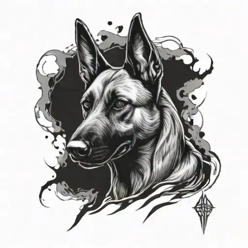Belgian malinois undead tattoo design idea