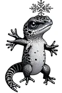 arial view small fat tail leopard gecko Place a small snowflake right above its head  keep it very simple tattoo design idea