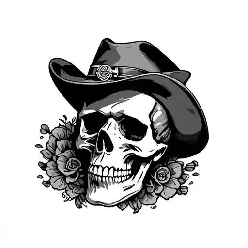 skull doc Holliday traditional  tattoo design idea