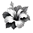 hibiscus flower with broken clock face tattoo design idea