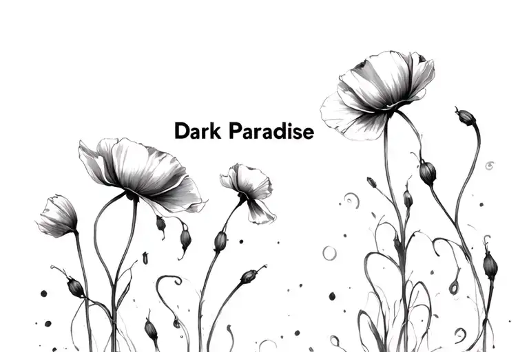 "Dark Paradise" "Dark Paradise" opium poppies circling tattoo design idea