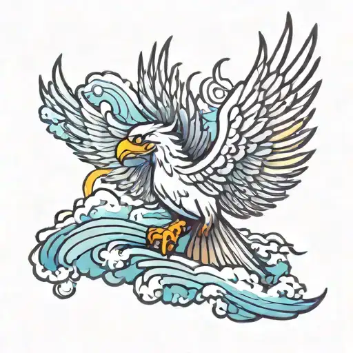 phoenix emerging from a storm cloud tattoo design idea