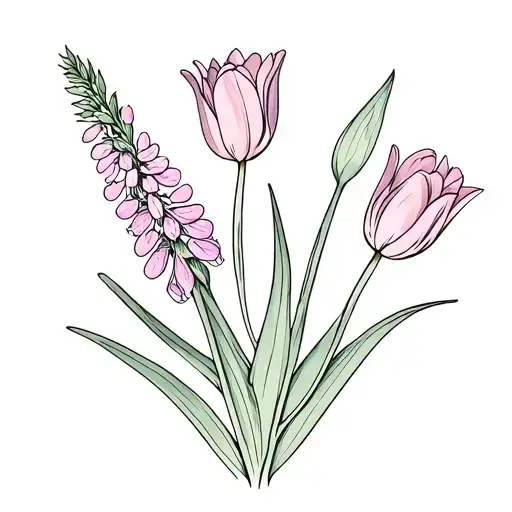tulips and lupines arrangement aloe vera tattoo design idea
