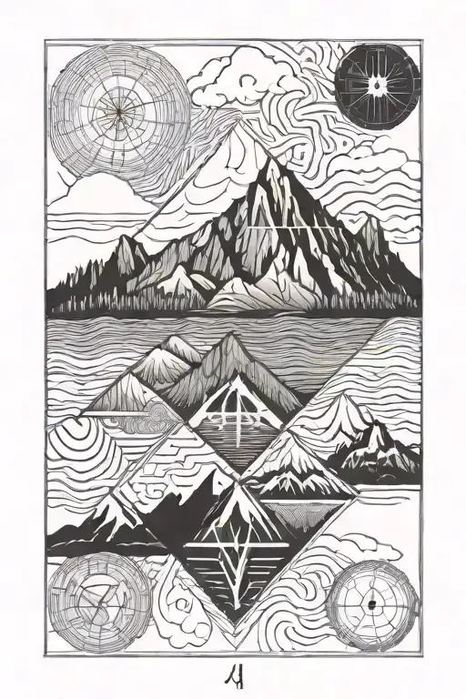 mountains god healthcare Roman numeral:III.XI tattoo design idea