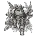 mechanicus 40k with banners for text tattoo design idea