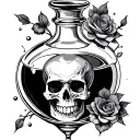 love potion with skull inside tattoo design idea