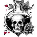 love potion with skull inside tattoo design idea