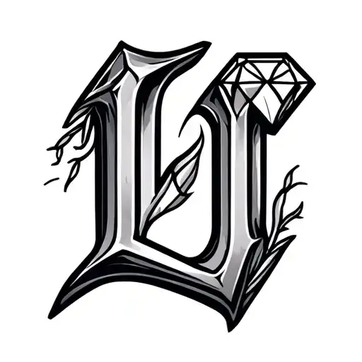 diamond wi letter L inside tattoo design idea