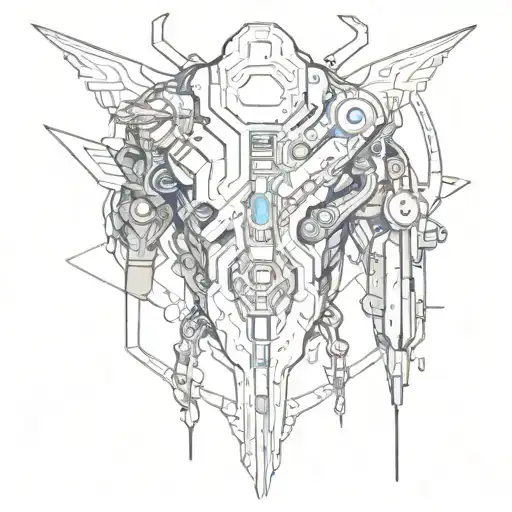 futuristic cyberpunk style back tattoo in style tattoo design idea