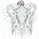 futuristic cyberpunk style back tattoo in style tattoo design idea