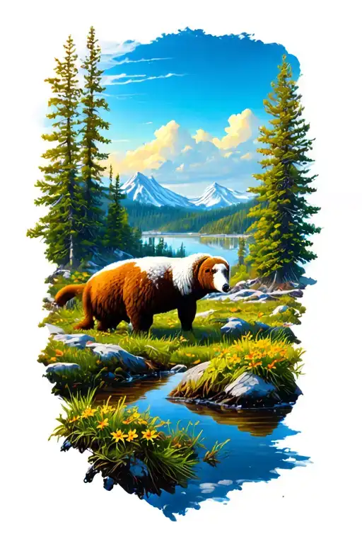 summer tundra scene tattoo design idea