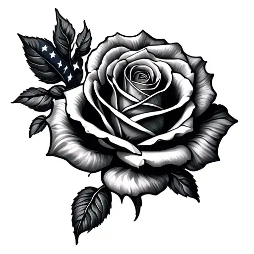 American Flag Rose tattoo design idea