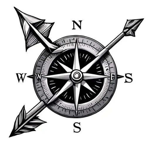 compass and arrow tattoo design idea