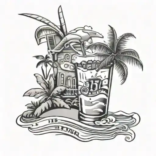 tattoo for residents of 1158 with a beach and drinks theme With the numbers 1158 in the center tattoo design idea