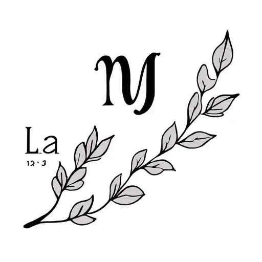 I want 2 royal leaves with 4 cursive letters M,L,W,J each for a family member and a 13 at the base for me tattoo design idea