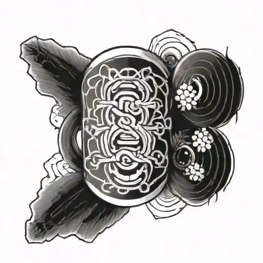 Imagine a stylized bandage, where the holes in the bandage are replaced by elements like weights, dumbbells tattoo design idea