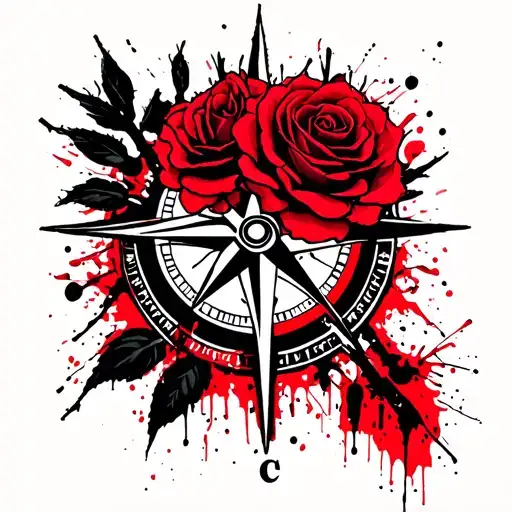 Southwest, Cactus, Dead Roses, Compass tattoo design idea