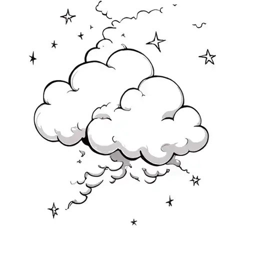 Clouds and wind stars tattoo design idea