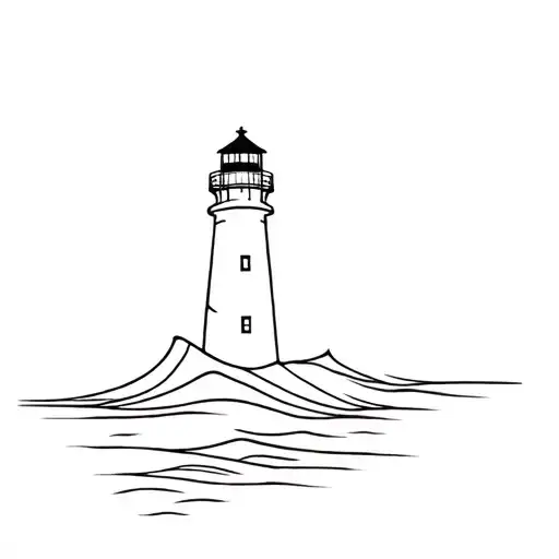 have a minimalist tattoo of. lighthouse my emotions are like waves but my partner always gets me back to the shore tattoo design idea