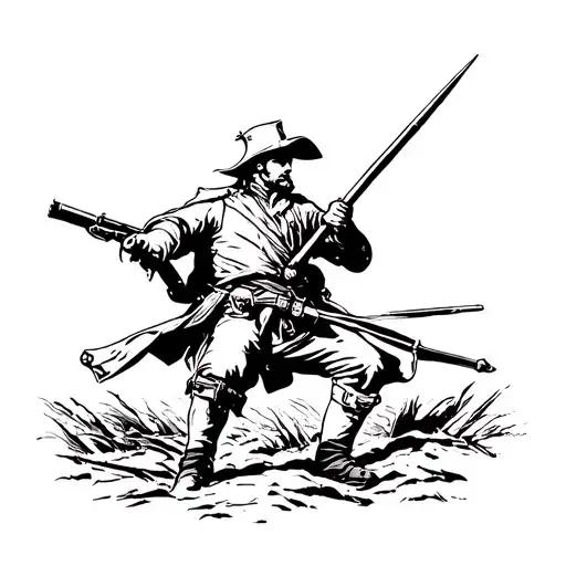 revolutionary war battle scene  tattoo design idea