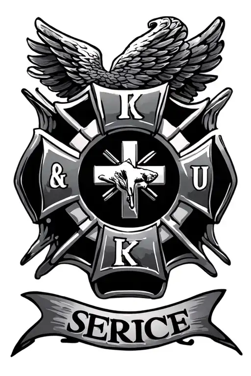 cross, firefighter, sheriff, marine corps, search and rescue, k9 tattoo design idea