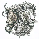 'lion and elephant head tattoo design idea
