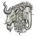 'lion and elephant head tattoo design idea