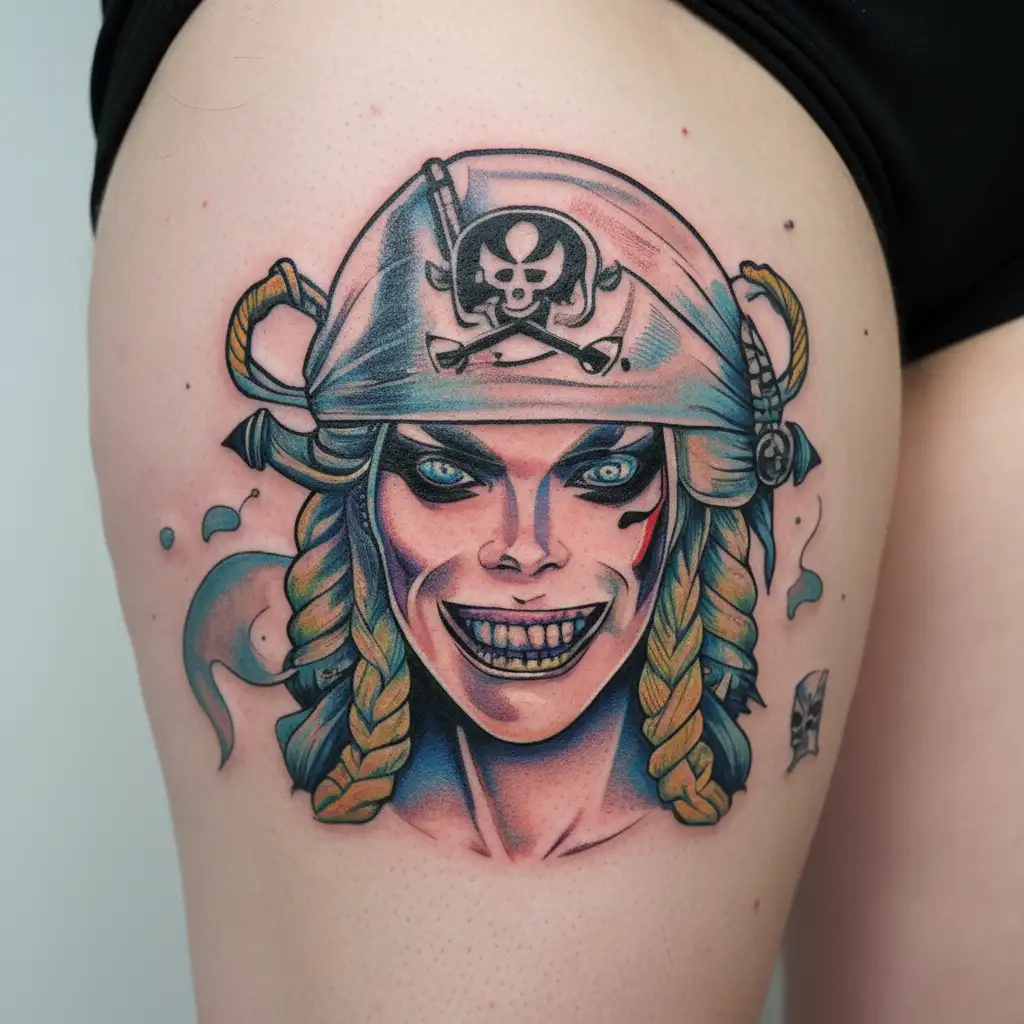 female pirate  tattoo design idea
