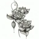 water lilies flowers arrowhead vines hanging marsh marigolds water hyacinths water poppies tattoo design idea