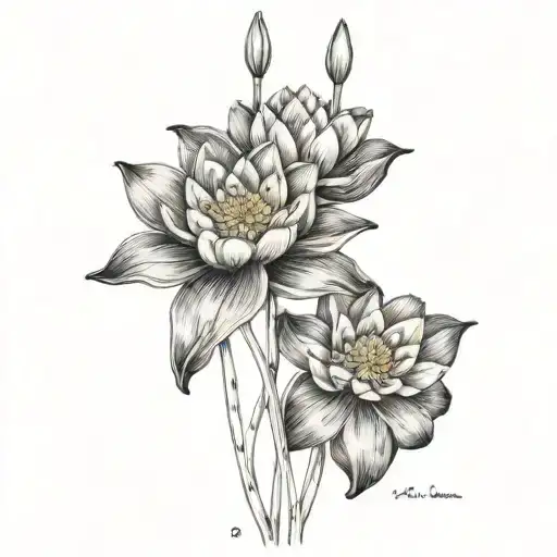 water lilies flowers arrowhead vines hanging marsh marigolds water hyacinths water poppies tattoo design idea