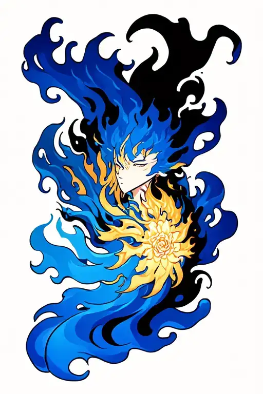 sanji blue flames tattoo design idea
