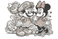 super mario and minnie mouse hugging each other tattoo design idea