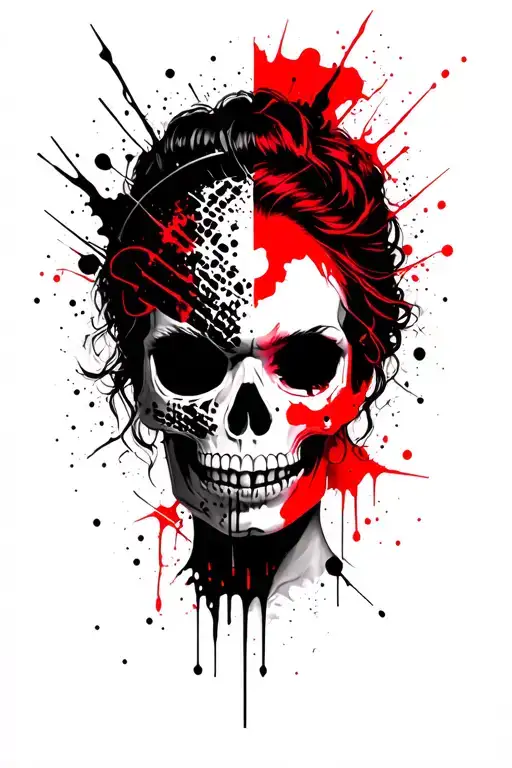 half skull half lady face tattoo tattoo design idea